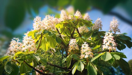 Wall Mural - blossoming chestnut tree in spring blooming beautiful tree