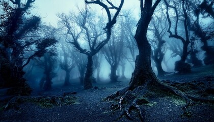 Wall Mural - nightmare forest with creepy trees