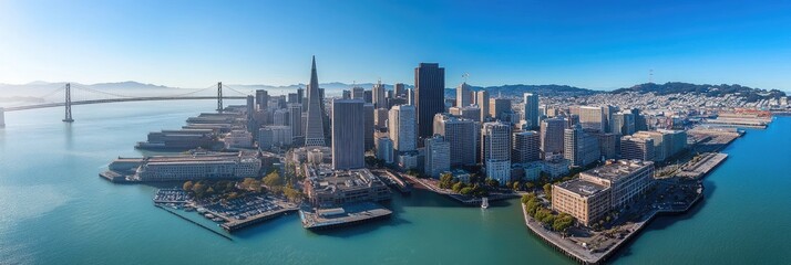 South Of Market San Francisco Skyline and Waterfront Aerial View