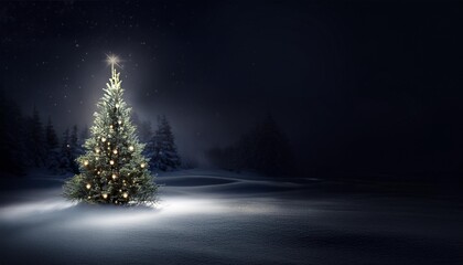 Wall Mural - landscape christmas tree realistic and dark