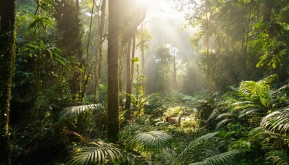 Wall Mural - beautiful tropical rainforest with sunlight