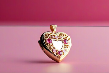 valentine day locket pink isolated solid background