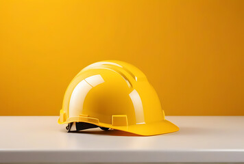 yellow safety helmet bright yellow background