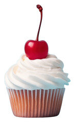 Sticker - PNG A cupcake with whipped cream and a cherry on top dessert fruit food.