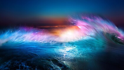 Wall Mural - luminous surge an ethereal wave illuminated from within crashes upon the shore its crest aglow with otherworldly light