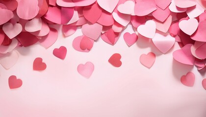 Wall Mural - pink paper hearts confetti overlay