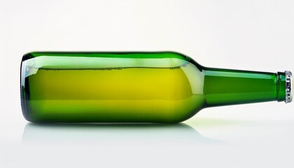 Wall Mural - empty green glass bottle from beer isolated on white