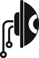 Sticker - Black and white icon of a cyber eye watching, connecting with wires representing digital vision