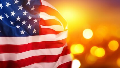 waving american flag with stars and stripes symbolizing patriotism freedom and national pride on a bright colorful background