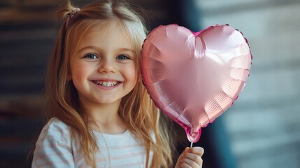 Smiling girl and heart balloon