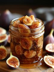 Canvas Print - Jar of fig jam surrounded by fresh figs