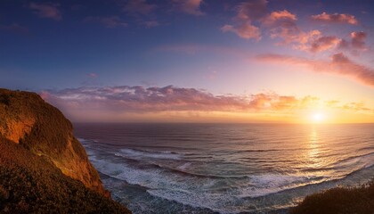 panorama beautiful ocean during sunset outdoor nature background