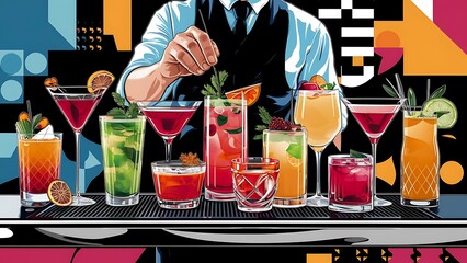 Vector set of cocktails