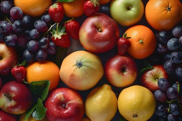 Canvas Print - A Colorful Assortment of Fresh Fruits Displayed Beautifully