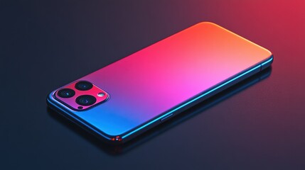 Wall Mural - Modern Smartphone with Triple Lens Camera and Gradient Back