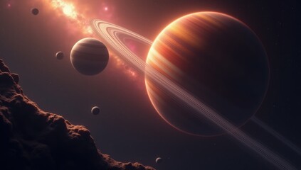 Wall Mural - Planetary system with exoplanets
