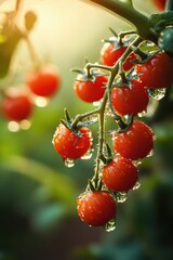 Wall Mural - Vibrant Tomato Vine Glistening in the Sunlight