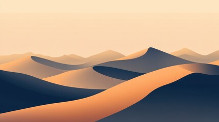 Canvas Print - Minimalist Desert Landscape with Rolling Sand Dunes