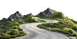 © Yeti Studio - Curvy mountain road with greenery, cut out