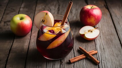 Autumn sangria with apples and cinnamon