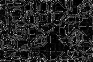 Poster - Abstract Electronics Circuit Board. Hi Tech Circuit Board Technology Pattern. Vector Abstract Computer Chip Illustration.