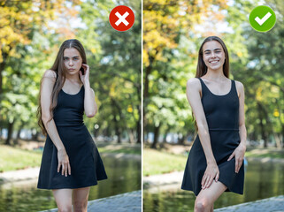 Canvas Print - Common mistakes in female posing and how to avoid them. Photo poses