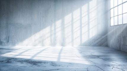 Wall Mural - Empty room with sunlight shining through the window concrete architecture interior background design