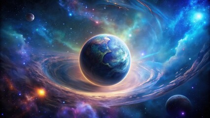 Wall Mural - Planet floating in a galaxy surrounded by illusions , space, universe, stars, solar system, astronomy