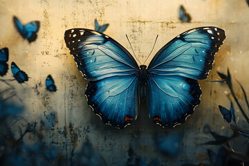 Blue butterfly art painting animal.