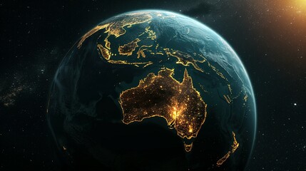 Wall Mural - Earth with Australia Illuminated at Night from Space
