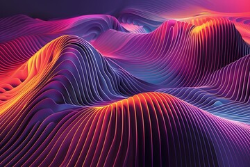 Wall Mural - Vibrant Abstract Landscape of Flowing Waves and Curves