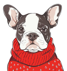 Sticker - PNG French Bulldog wearing red sweater