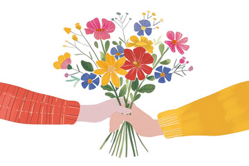 Sticker - PNG Colorful bouquet in hands