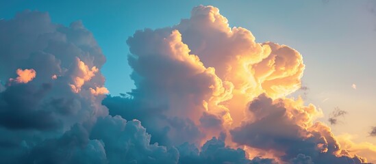 Wall Mural - Beautiful Cloudscape Over The Sea Sunset Shot