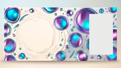 This is an abstract graphic wallpaper with purple and blue circular elements and a blank white space for custom content