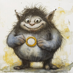 Wall Mural - Cute Troll with Ring