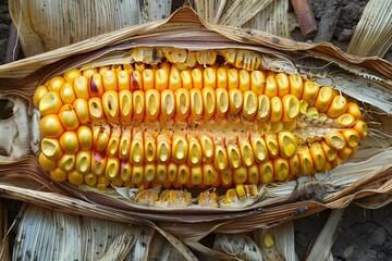 Wall Mural - Close-Up of Freshly Harvested Corn Kernels Revealing Vibrant Yellow Color