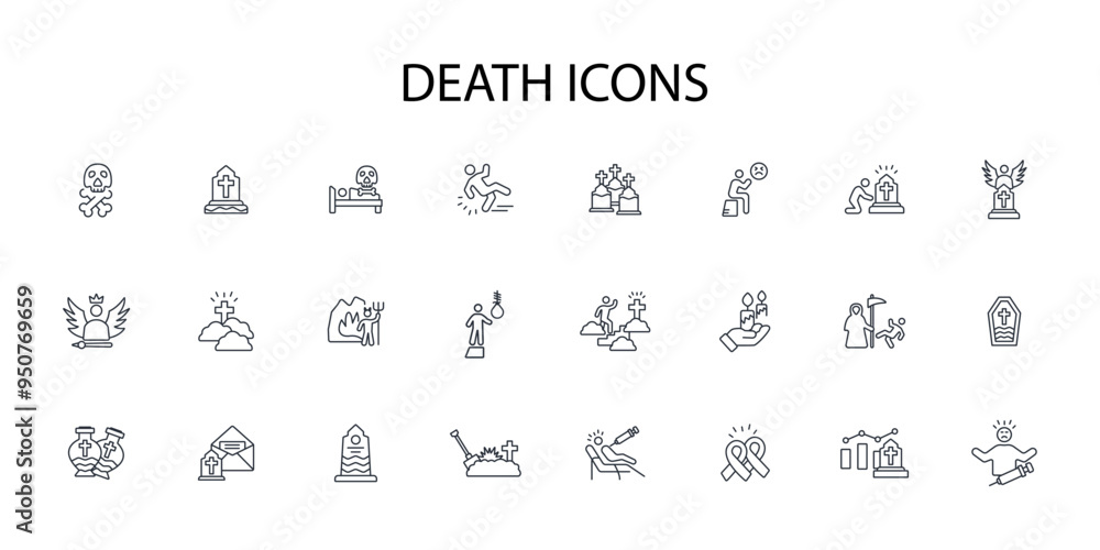 Death Form Icon death icon set.vector.Editable stroke.linear style sign for use web ...