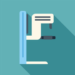 Sticker - Icon of a mammography machine casting a long shadow over a teal background