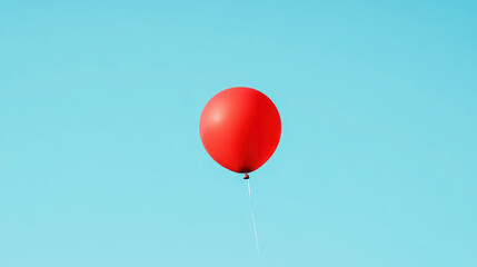 Wall Mural - single red balloon floating on a clear blue sky