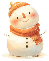 Sticker - PNG Cheerful snowman with winter accessories