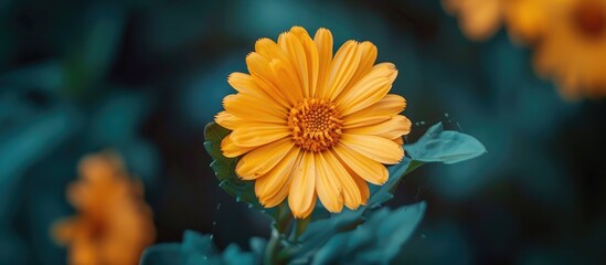 Sticker - Yellow Flower At Garden Background