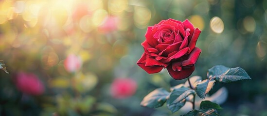 Sticker - Beautiful Red Rose In The Garden