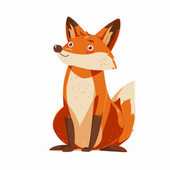 Wall Mural - Cute cartoon fox. Vector illustration isolated on a white background.