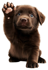 Canvas Print - PNG Adorable chocolate labrador puppy waving