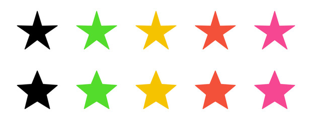 Wall Mural - Collection of Stars in Two Styles and Colors - Set of Colorful Vector Stars Isolated for Designs