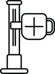 Poster - Simple line icon of a medical drip counter standing on a tripod, used for intravenous treatment in a hospital setting