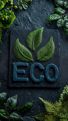 Wall Mural - Eco-Friendly Embroidery Design with Leaves