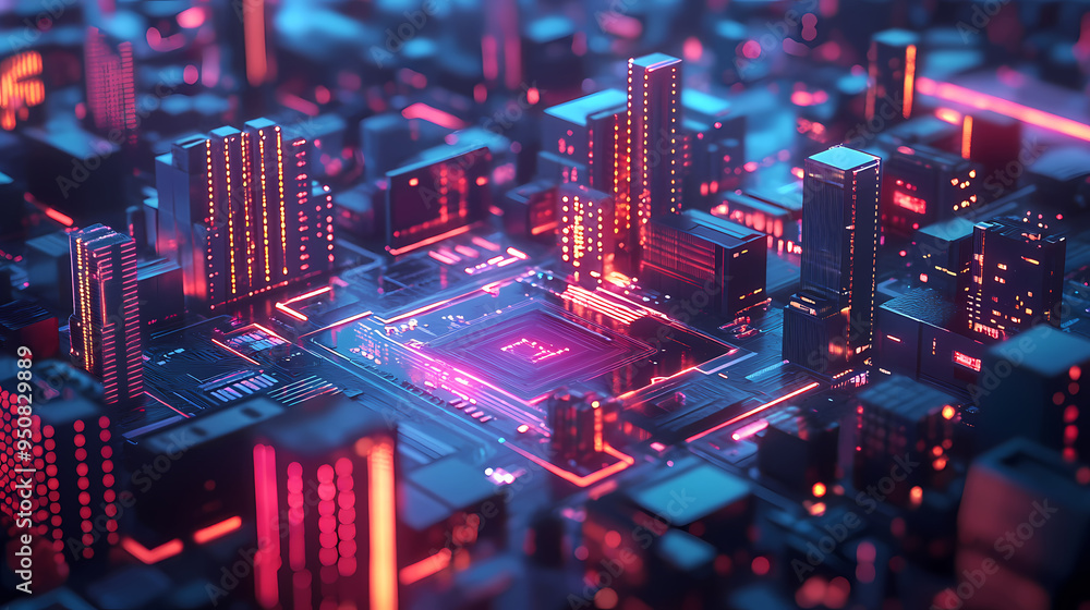 Silicon Wafer With Glowing Circuits Symbolizes Ais Role In Futuristic