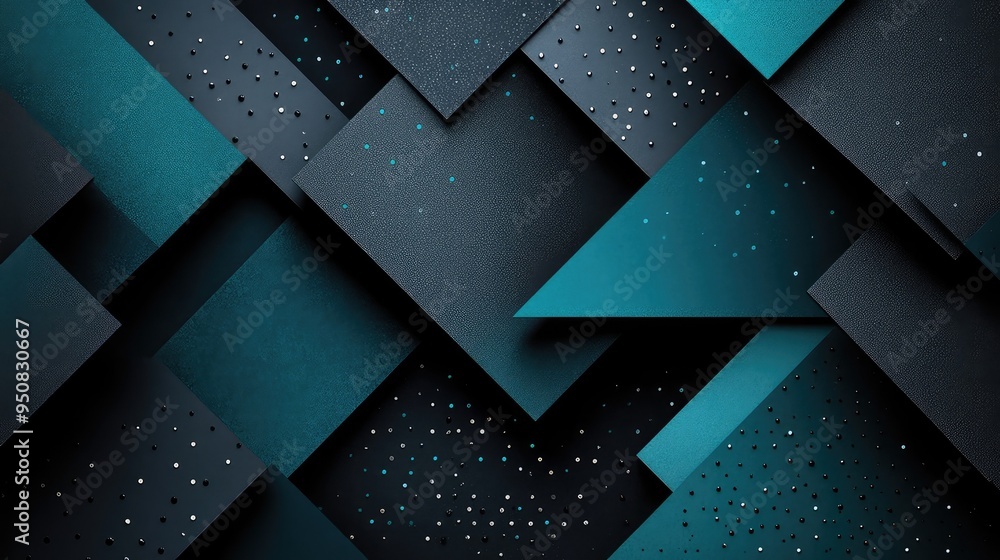 Geometric Shapes in Black and Teal Color Scheme - Layered and ...